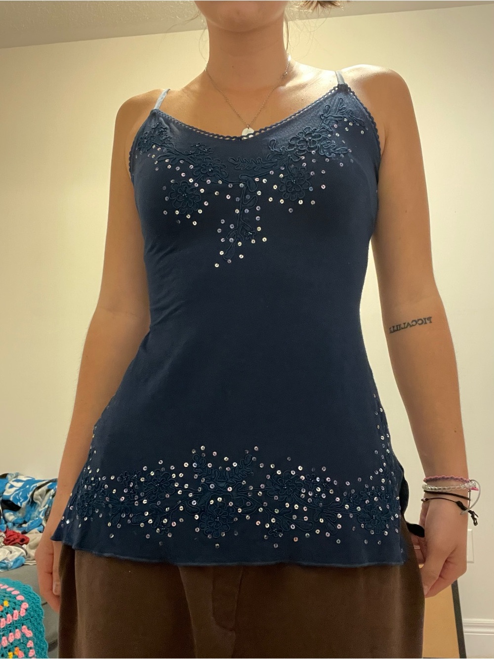 Bebe Navy Embellished Camisole Tank Top - Women